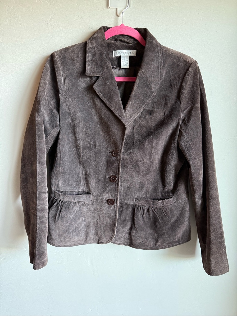 Y2K Espresso brown suede leather blazer jacket